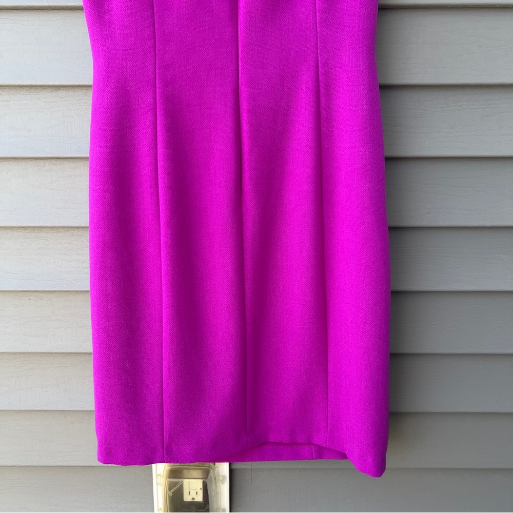 Antonio Melani Tailored Sheath Dress Size 10 Purple Ruffle Off-Shoulder - Picture 7 of 15